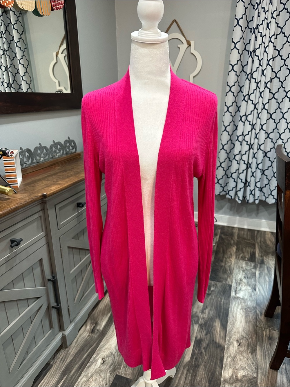LOFT Hot Pink Open-Front Long Cardigan